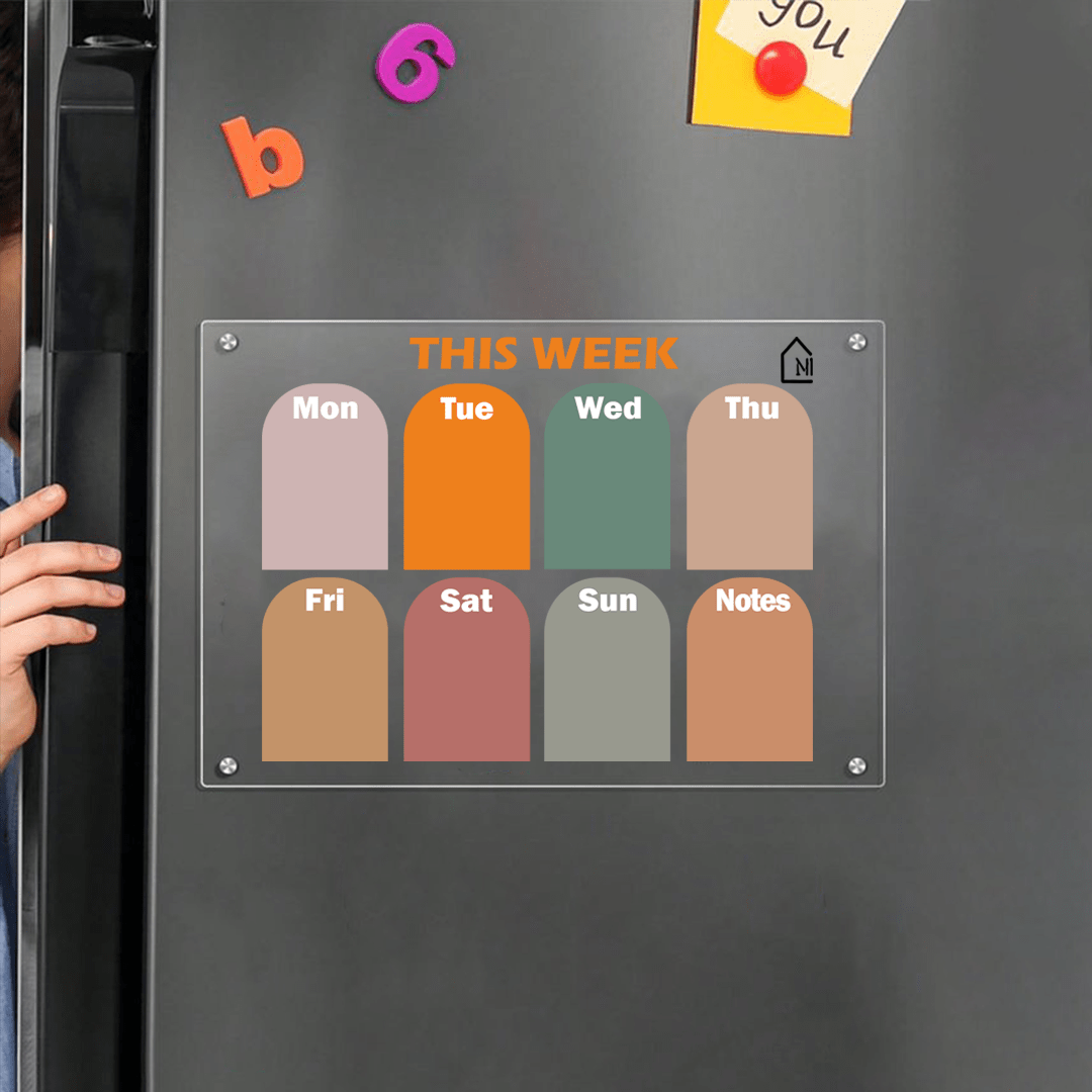 This week Pastel color blocks Acrylic Fridge Planner | Pens and Reg - Memories InsiteTHIS WEEK ROUNDED BLOCKES FRIDGE PLANNER I